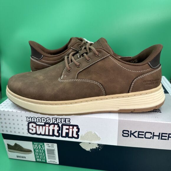 Skechers Hands Free Swift Fit Men’s 9.5 Brown Waterproof Casual Lace Sneakers main image 15